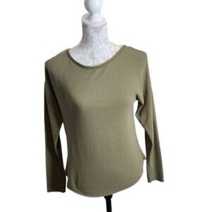 Blue Rain Green Long Sleeve Sweater Back Scarf Tie Women's Small